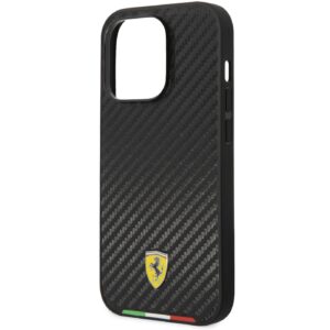 Ferrari HC PU Carbon Effect Case With Italian Flag Line For iPhone