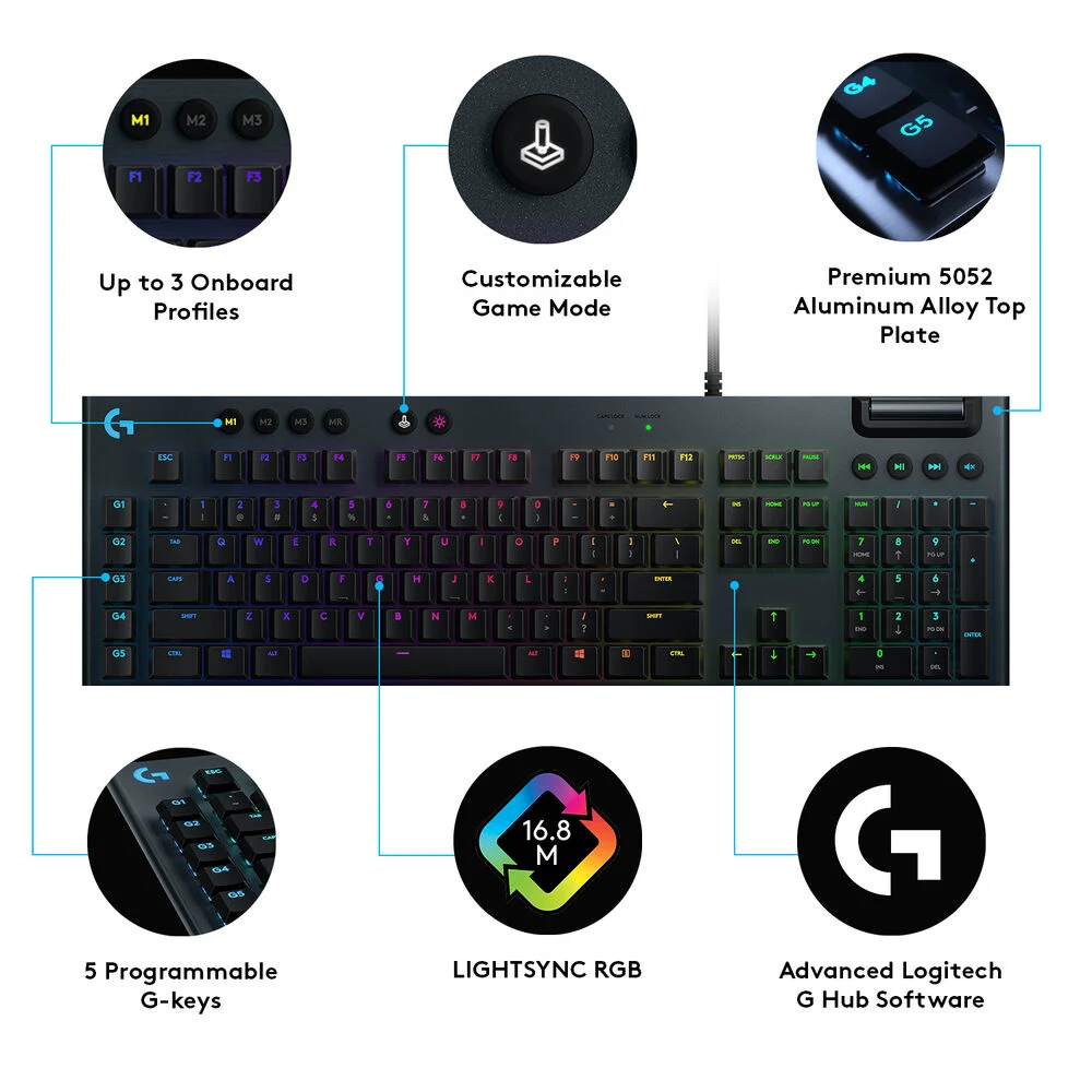 LogitechG-G815-RGB-mechanical Keyboard-GL-Tactile-black-9